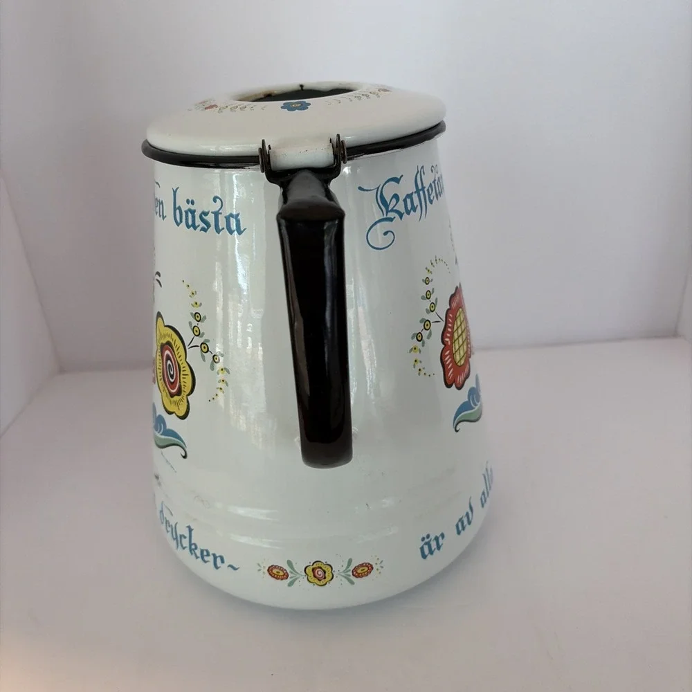 Vintage 1960's BERGGREN Scandinavian Enamelware Large Coffee Pot As Is